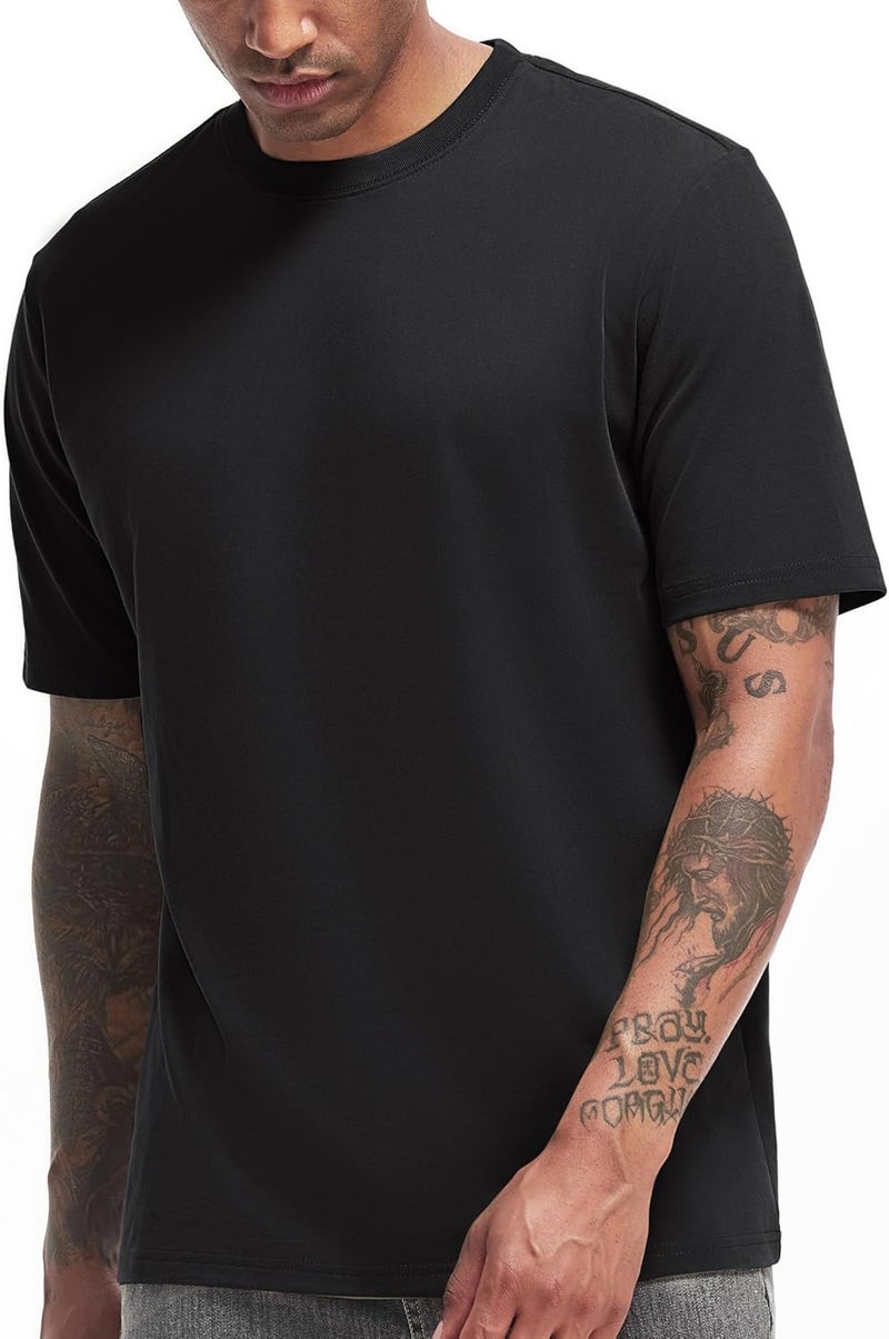 VEIISAR Men's Heavy Weight Crew Neck T-Shirt Mens Premium Cotton Tee - Pre Shrunk S-3XL - Image 1